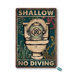 scuba shallow no diving funny metal sign home decor wall art decoration for garage bar restaurant kitchen cafe pub 8x6in