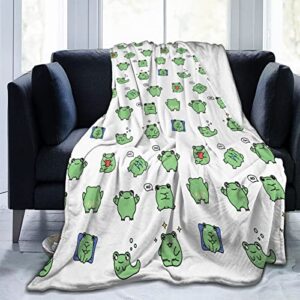 Cute Frog Soft Lightweight Fleece Throw Blankets Cozy Warm Fuzzy Plush Microfiber Blanket for Sofa Couch Bed All-Season 60"X50"