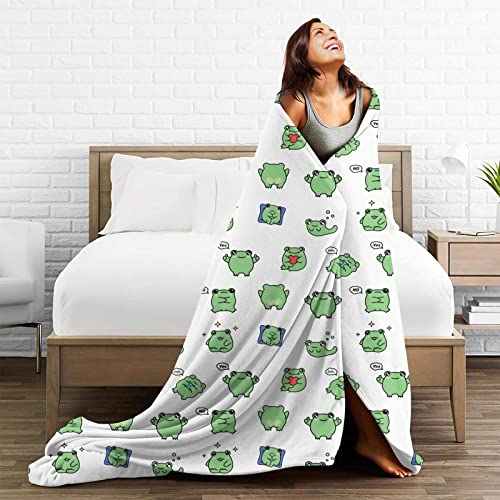 Cute Frog Soft Lightweight Fleece Throw Blankets Cozy Warm Fuzzy Plush Microfiber Blanket for Sofa Couch Bed All-Season 60"X50"