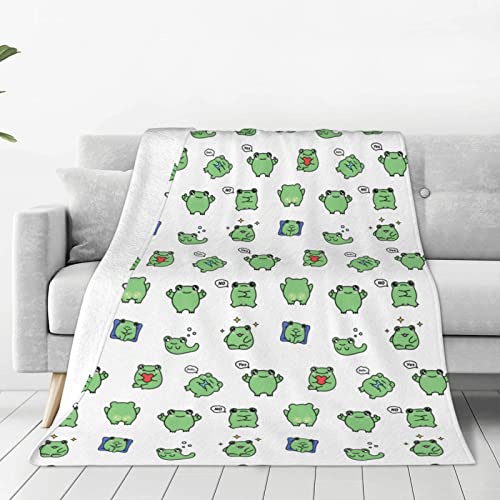 Cute Frog Soft Lightweight Fleece Throw Blankets Cozy Warm Fuzzy Plush Microfiber Blanket for Sofa Couch Bed All-Season 60"X50"