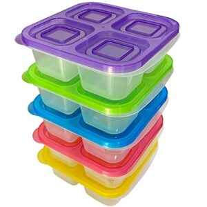 aqsxo 5 pcs bento snack food containers, divided food storage with lids for travel, reusable meal prep lunch containers.