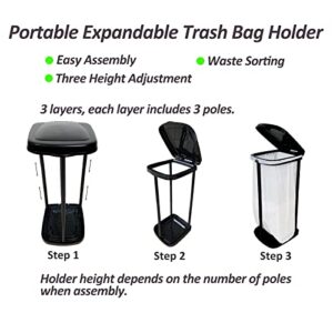 2PCS Portable Trash Bag Holder Collapsible Trash can with 50 PCS Drawstring Trash Bags | Expandable Outdoor Waste Bins Camping Accessories for Indoor Outdoor RV Picnic Kitchen Home Use