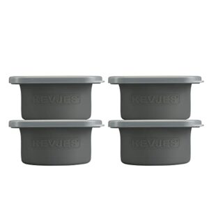 kevjes stackable silicone artisan pizza dough proofing proving boxes with air-tight lids-4pack-500ml volume for 250g dough ball (space grey)