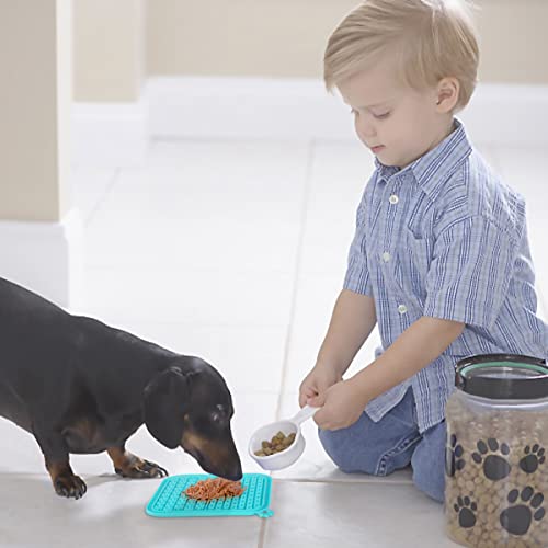 Lick Mat for Dogs 2 Pack Non-Slip Slow Feeders Licking Mat with Suction Cups for Anxiety Relief Include One Spatula for Scooping Out Dog Treat&Cat Food (Purple&Cyan)