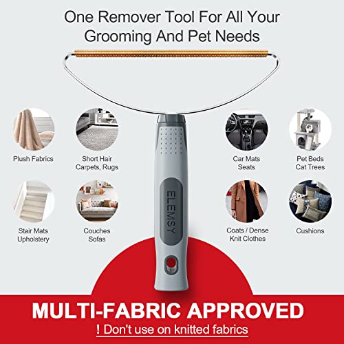 Pet Hair Remover Pro, Dog Cat Hair Remover, Portable Lint Cleaner, Fur Removal Rake Tool, Carpet Scraper, Fuzz Rollers Hairball Shaver Brush for Carpet, Car Mat, Couch, Pet Bed, Furniture & Rug Gray