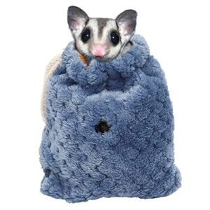 sugar glider bonding pouch carrier bag, small animals sleeping pouch bag with breathable vent and drawstring, portable travel bag for sugar glider rat squirrel guinea pig birds parrot (blue)