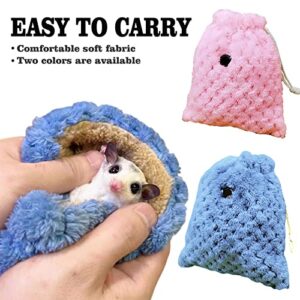 Sugar Glider Bonding Pouch Carrier Bag, Small Animals Sleeping Pouch Bag with Breathable Vent and Drawstring, Portable Travel Bag for Sugar Glider Rat Squirrel Guinea Pig Birds Parrot (Blue)