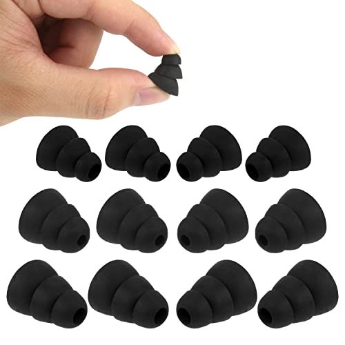 TORMEN Triple Flange Replacement Ear Tips Sleeves, Conical Silicone  Earbuds Noise Eartips Compatible for Inside Diameter 4mm-5mm in-Ear Earphones [S/M/L 3 Size] (6 Pairs, Black)