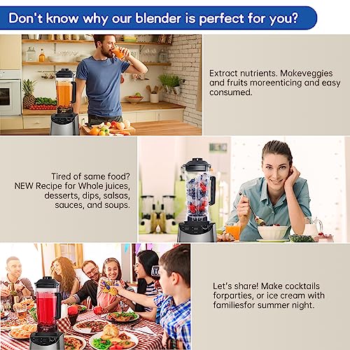 Professional Blender with 1400-Watt, 2 Modes Countertop Smoothie Maker Blender with 1.8L BPA-free Food Container, 6 Stainless Steel Blades Personal Kitchen Blender for Fruits Shakes and Smoothies