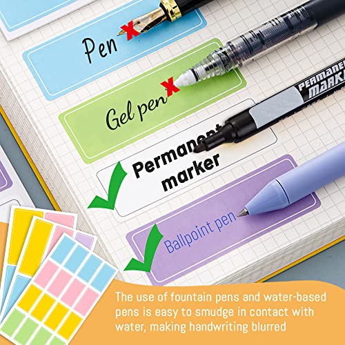 Rectangular Assorted Color Waterproof Removable Labels Self-Adhesive Name Label Stickers for Office School Supplies, Water Bottles, Daycare, Food Containers Classification Mark Name Sticker (260)