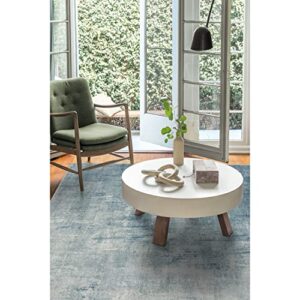 ruggable impasto washable rug - perfect modern area rug for living room bedroom kitchen & dorm room - pet & child friendly- stain & water resistant, durable - slate blue 5'x7' (cushioned pad)