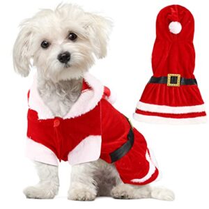 dog christmas costume santa claus dog costume christmas dog outfits for small dogs hoodie winter dog santa suit with cap pet clothes fleece dress for dog cat puppy xmas costumes (medium)