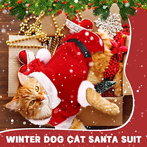 Dog Christmas Costume Santa Claus Dog Costume Christmas Dog Outfits for Small Dogs Hoodie Winter Dog Santa Suit with Cap Pet Clothes Fleece Dress for Dog Cat Puppy Xmas Costumes (Medium)