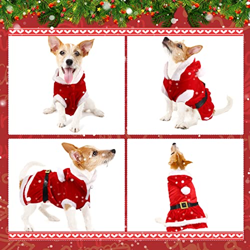 Dog Christmas Costume Santa Claus Dog Costume Christmas Dog Outfits for Small Dogs Hoodie Winter Dog Santa Suit with Cap Pet Clothes Fleece Dress for Dog Cat Puppy Xmas Costumes (Medium)