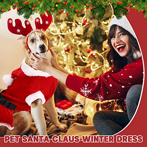 Dog Christmas Costume Santa Claus Dog Costume Christmas Dog Outfits for Small Dogs Hoodie Winter Dog Santa Suit with Cap Pet Clothes Fleece Dress for Dog Cat Puppy Xmas Costumes (Medium)