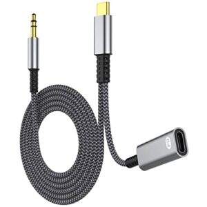 uwoxx usb c to 3.5mm audio aux jack cable and charger adapter, 2 in 1 usb c to headphone car stereo cord with pd 60w fast charge fit for galaxy s20 s21+ s22 s23,note 20 10 ultra,pixel 7 6 pro 5 4 3