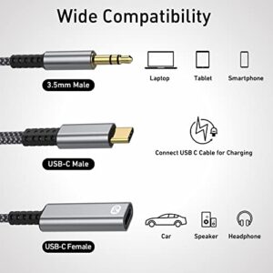 UWOXX USB C to 3.5mm Audio Aux Jack Cable and Charger Adapter, 2 in 1 USB C to Headphone Car Stereo Cord with PD 60W Fast Charge Fit for Galaxy S20 S21+ S22 S23,Note 20 10 Ultra,Pixel 7 6 Pro 5 4 3