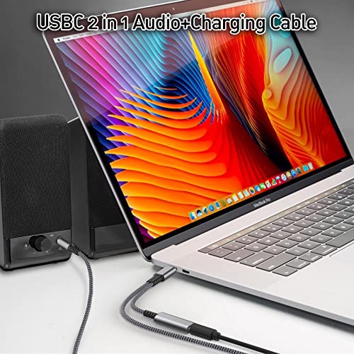 UWOXX USB C to 3.5mm Audio Aux Jack Cable and Charger Adapter, 2 in 1 USB C to Headphone Car Stereo Cord with PD 60W Fast Charge Fit for Galaxy S20 S21+ S22 S23,Note 20 10 Ultra,Pixel 7 6 Pro 5 4 3