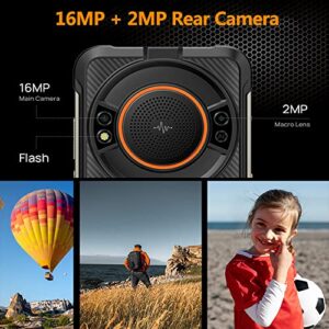 Ulefone Power Armor 16 Pro Rugged Smartphone 2023, 9600mAh Battery Android 12 4GB+64GB Waterproof Cell Phone, 16MP Camera+8MP Camera, 5.93" HD+ Screen Dual SIM 4G Rugged Phone NFC GPS OTG FM, Orange