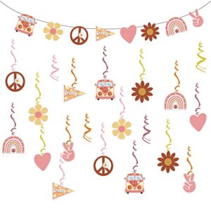 uomnicue 20pcs hippie party decorations groovy retro hippie boho rainbow daisy flower party theme hanging swirl banner party supplies for home ceiling streamers birthday 60s 70s retro party favors