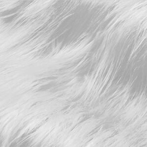 Plush Faux Fur Fabric, 2 Pieces Faux Fur Squares - Shaggy White Fur Fabric Cuts for Gnomes Beard Hair Decoration, Cosplay, Costume Rugs Mats (White, 10x10 inch)