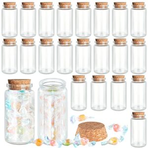 24 pack small glass cork bottles, 100 ml/ 3.4 oz, small glass jars spell jars clear potion bottles mini glass bottles with cork bottle bright diy sand water message decorative jar party favors