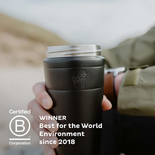 KeepCup Helix Thermal | Reusable Stainless Steel Coffee Cup | Double-Walled, Vacuum Insulated, Travel Mug with Fully Sealed Twist-Fit Sipper Lid, BPA & BPS Free | Large 16oz / 454ml | Qahwa