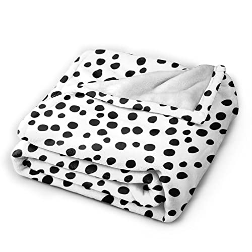 Black White Polka Dots Blanket for Adults Women Soft Flannel Throw Blankets Lightweight Warm Leg Blanket for Winter Couch Bed 50 x 60 in