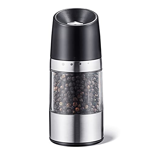 KITEXPERT Pepper Grinder-Chunky-Shaped Salt Grinder Refillable or Pepper Mill-Stainless Steel Peppercorn Grinder Manual with Upgraded Grinding Precision