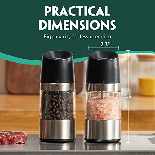 KITEXPERT Pepper Grinder-Chunky-Shaped Salt Grinder Refillable or Pepper Mill-Stainless Steel Peppercorn Grinder Manual with Upgraded Grinding Precision