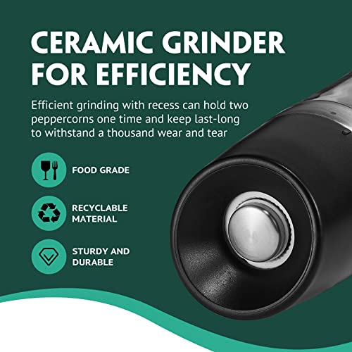 KITEXPERT Pepper Grinder-Chunky-Shaped Salt Grinder Refillable or Pepper Mill-Stainless Steel Peppercorn Grinder Manual with Upgraded Grinding Precision