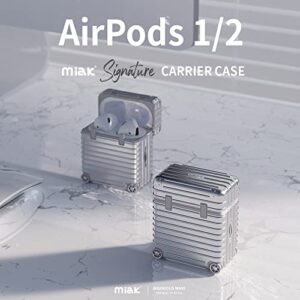 miak Airpods Case Cover, Protective Case with Keychain for Apple Airpods 2nd & 1st Generation, Silver