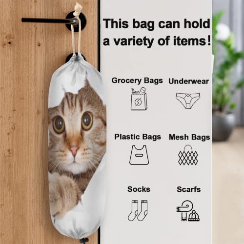 Plastic Bag Holder Hanging Cute Cat Grocery Bag Organizer Kitchen Plastic Bag Storage/Garbage Shopping Bag Trash Bags Dispenser for Farmhouse Kitchen Home Decor