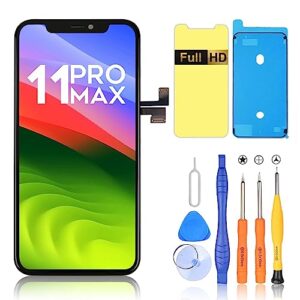 ayake for iphone 11 pro max screen replacement, full hd 6.5-inch lcd screen and touch digitizer assembly with repair tool kits waterproof sticker and screen protector face id true tone programable