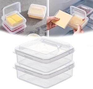 sliced cheese container for fridge with flip lid,butter block cheese slice storage box,portable leakproof clear flip top storage box,vegetable & fruit fresh-keeping box for food storage (2pcs)