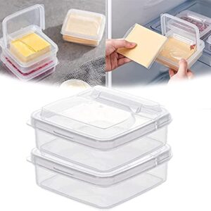 Sliced Cheese Container for Fridge with Flip Lid,Butter Block Cheese Slice Storage Box,Portable Leakproof Clear Flip Top Storage Box,Vegetable & Fruit Fresh-Keeping Box for Food Storage (2PCS)