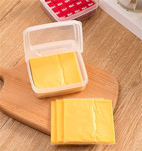 Sliced Cheese Container for Fridge with Flip Lid,Butter Block Cheese Slice Storage Box,Portable Leakproof Clear Flip Top Storage Box,Vegetable & Fruit Fresh-Keeping Box for Food Storage (2PCS)