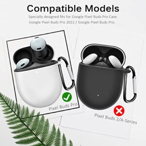 Compatible for Google Pixel Buds Pro 2022 Case Cover, [Front LED Visible] [Keychain] Silicone Protective Cover Case for Google Pixel Pro Case (Black)