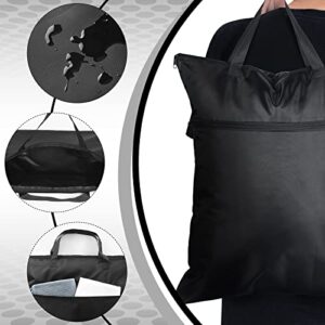 2 Pcs Travel Laundry Bag with Handle Dirty Clothes Bag for Traveling Hanging Laundry Hamper with Two Zippered Pockets Washable Reusable for Sports Gym Home Travel College Dorm (Black)