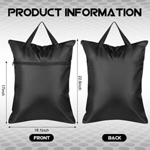 2 Pcs Travel Laundry Bag with Handle Dirty Clothes Bag for Traveling Hanging Laundry Hamper with Two Zippered Pockets Washable Reusable for Sports Gym Home Travel College Dorm (Black)