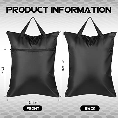 2 Pcs Travel Laundry Bag with Handle Dirty Clothes Bag for Traveling Hanging Laundry Hamper with Two Zippered Pockets Washable Reusable for Sports Gym Home Travel College Dorm (Black)