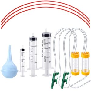 9 pieces puppy feeding tube kit includes 8 fr red rubber kitten feeding tubes 10 ml clear feeding tube syringes bulb syringe feeding tools for small animals pet supplies feeding measuring watering