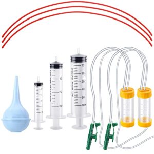 9 Pieces Puppy Feeding Tube Kit Includes 8 FR Red Rubber Kitten Feeding Tubes 10 ml Clear Feeding Tube Syringes Bulb Syringe Feeding Tools for Small Animals Pet Supplies Feeding Measuring Watering