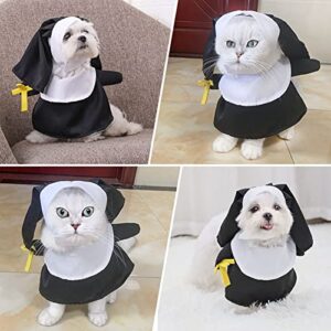 tinysiry 1 Set Pet Costume,Real Standing-up Nun Funny Three-Dimensional Dog Cat Costume, Soft Breathable Warm Pet Cosplay Dressing up,Pet Clothes for Party Black