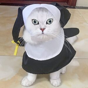 tinysiry 1 Set Pet Costume,Real Standing-up Nun Funny Three-Dimensional Dog Cat Costume, Soft Breathable Warm Pet Cosplay Dressing up,Pet Clothes for Party Black