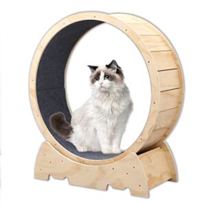cat running wheel, indoor cat toys exercise wheel,cute natural wood cat wheel for all cats loss weight device,natural,93cm(36.6")