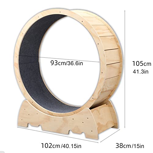 Cat Running Wheel, Indoor Cat Toys Exercise Wheel,Cute Natural Wood Cat Wheel for All Cats Loss Weight Device,Natural,93cm(36.6")