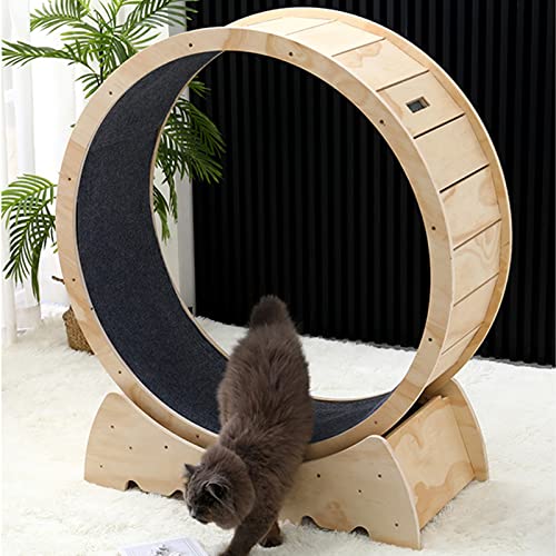 Cat Running Wheel, Indoor Cat Toys Exercise Wheel,Cute Natural Wood Cat Wheel for All Cats Loss Weight Device,Natural,93cm(36.6")