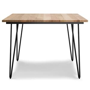 SIMPLIHOME Hunter SOLID MANGO WOOD and Metal 42 Inch Wide Square Industrial Dining Table in Natural, For the Dining Room