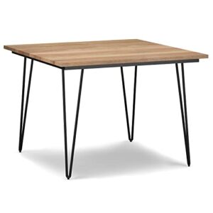 simplihome hunter solid mango wood and metal 42 inch wide square industrial dining table in natural, for the dining room